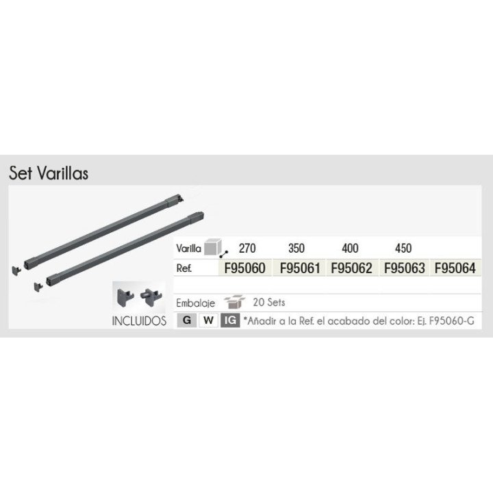 BARRA OLLERA 500mm.2PZ.+135 CONECTOR ANTRACITA