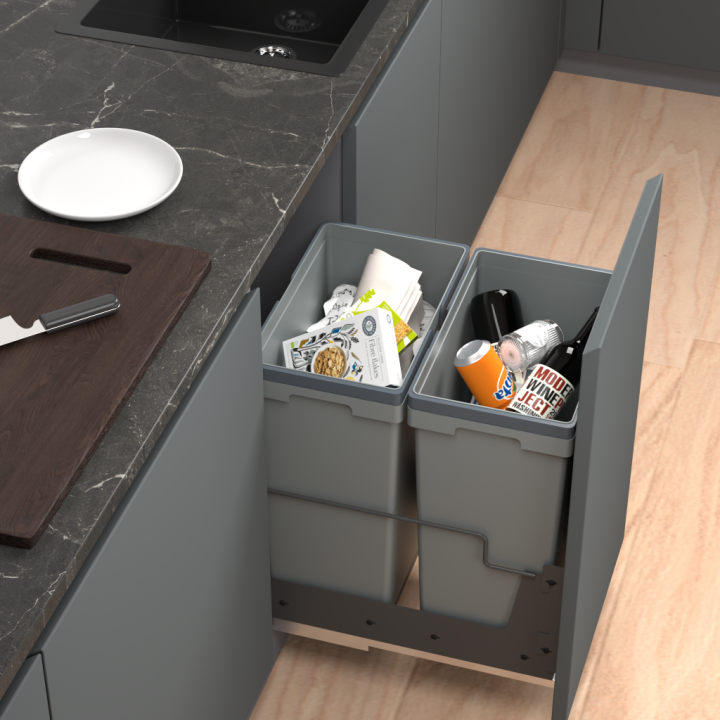 PORTARESIDUOS M40- 2x27LTS SOFT GRIS