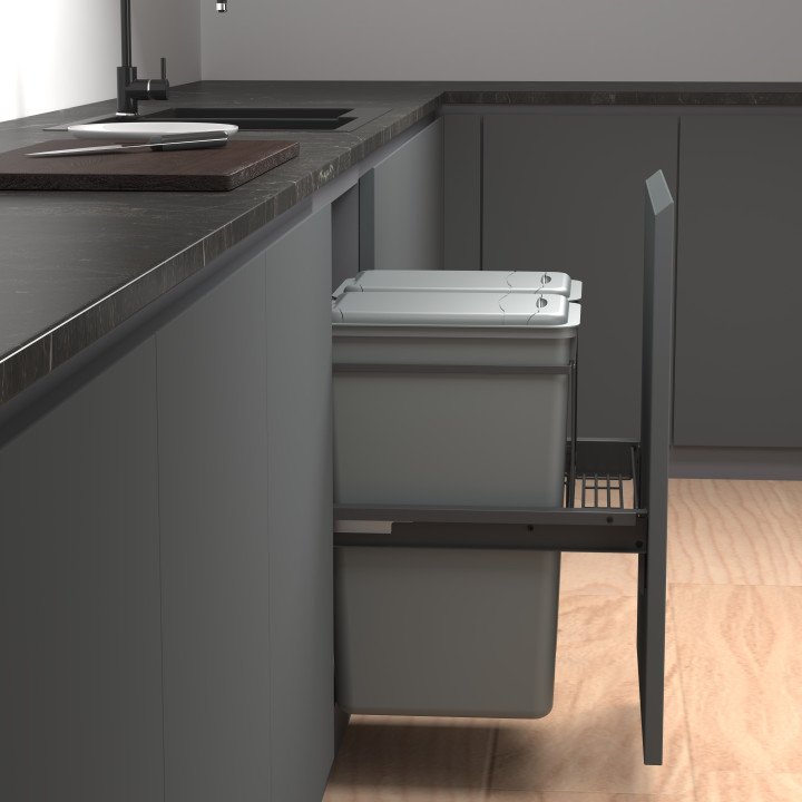 PORTARESIDUOS M60 - 2x50 LTS SOFT GRIS