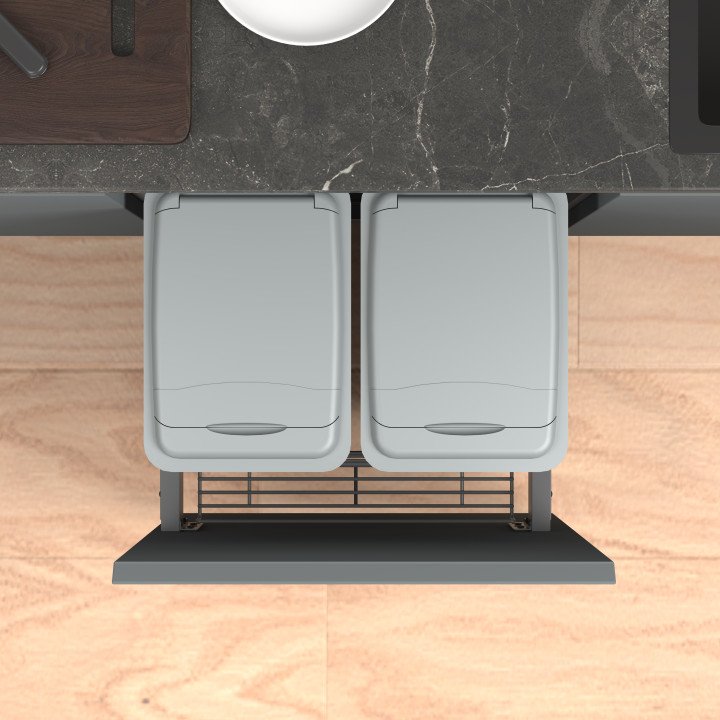 PORTARESIDUOS M60 - 2x50 LTS SOFT GRIS
